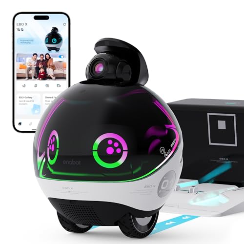 Enabot EBO X,Intelligenter Fahrbare Roboter für die Heimüberwachung mit Kartierung und Navigation,Stabilisierte 4K Überwachungskamera mit Nachtsicht,Premium-Lautsprecher mit Alexa-Integration von Enabot EBO