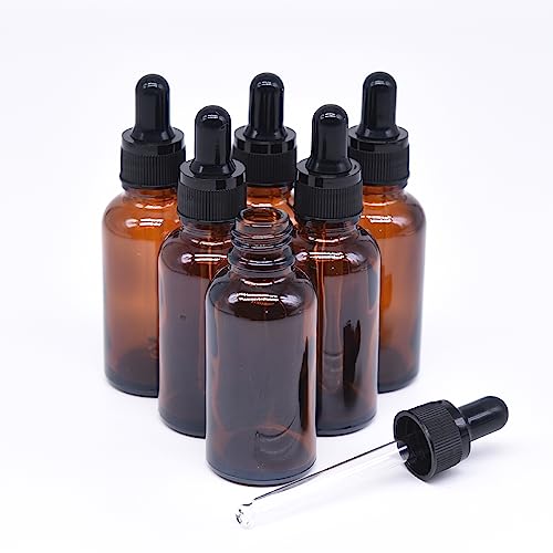 Enadvd 6 x 30ml Amber Brown Glass Bottle with Glass Dropper Pipettes, Sample Empty Glass Bottles, for Perfumes and Essential Oil Aromatherapy Blends (6 Pack) von Enadvd