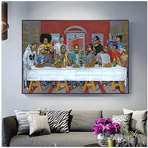 Enartly Bild Auf Leinwand Hip Hop Musik Rapper Star Legende Das letzte Abendmahl Poster und Wandkunst Moderne Familienschlafzimmer Dekor 30x50cm Kein Rahmen von Enartly