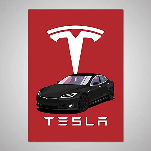 Enartly Bild Auf Leinwand Tesla Model S Blackn Poster e Wall Art Modern Family camera da letto Decor 50 * 70cm Senza Cornice von Enartly