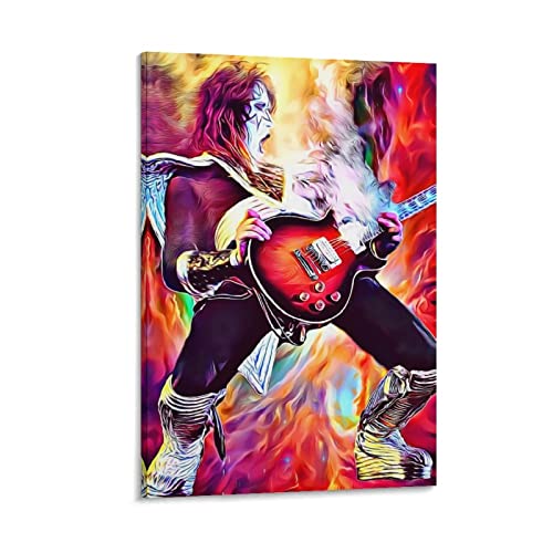 Enartly GemäLde Auf Leinwand Berühmte Rapper Ace Frehley Poster 1 Wohnzimmer Poster Schlafzimmer Küche Dekor Malerei 60x90cm Kein Rahmen von Enartly