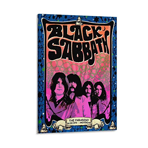 Enartly Leinwand Druck Poster Black Sabbath The Paradiso British Rock Band Teens Poster Canvas Wall Art Room Pictures for Bedroom Gifts Decor 60x90cm Senza Cornice von Enartly