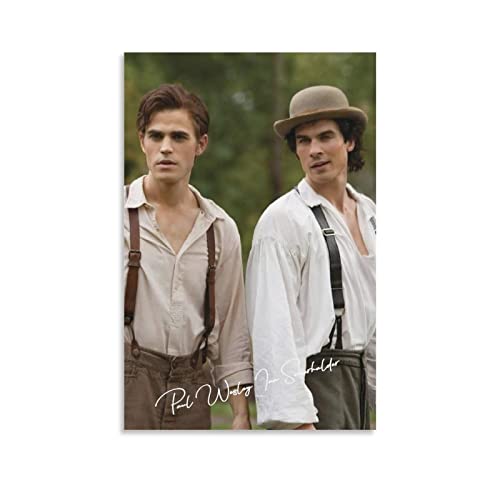 Enartly Leinwand Druck Poster Paul Wesley Ian Somerhalder Poster Canvas Wall Art Pictures for Bedroom Wall Art Gifts Decor 50x70cm Senza Cornice von Enartly