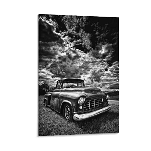 Enartly Leinwand Druck Poster Schwarz und Weiß Auto Oldtimer HD Print auf Leinwand Malerei Wandkunst für Wohnzimmer Dekor Junge Geschenk 60x90cm Kein Rahmen von Enartly