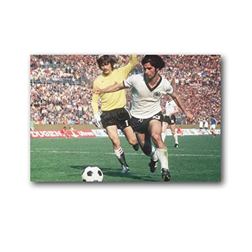 Enartly Leinwand Malerei Bild Gerd Muller Retro Schwarz-Weiß-Gedenk-Deutsche Fußball-Legende (3) Schlafzimmer-Heimdekoration hängende Bildposter 60x90cm Kein Rahmen von Enartly