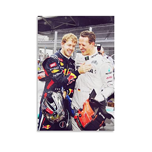 Leinwand Wandkunst Malerei Sebastian Vettel F1 Racer Smile Sport Decor Estetica per Camera da letto Casa Soggiorno 40x60cm Senza Cornice von Enartly