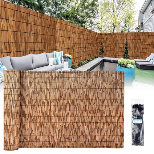 Schilfmatten Schützt Die Privatsphäre Balkonverkleidung Zaunblende Umweltfreundlich Schilf Sichtschutz Leicht Zu Montieren Schilfrohrzäune Für Balkone Terrassen Und Gartenzäune(Size:100x600CM(39x236in von Enarviflare