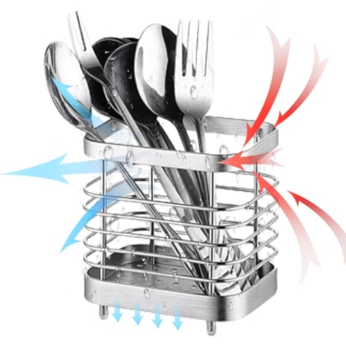 Besteck Abfluss aus Edelstahl Küche Utensilien Halter Größe S platzsparende Anti-RUST-Spüle Tidy Castlery Speicher Caddy-Rack für Messergabel-Stäbchenspeicher von Enbebamd