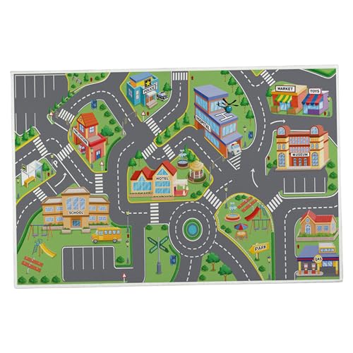Enbebamd Babyspiele Mat 19.7x31.5in Nicht-Schlupf-Krabbel-Teppich lebendiger Polyester Road Teppich Waschbarer rechteckiger Kinder für Schlafzimmer Wohnzimmer Babyspielmatte von Enbebamd