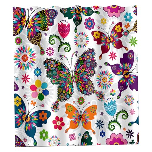 Enbebamd Schmetterling Duschvorhang Multikolor Boho Rustikalstil Badezimmer Vorhang wasserdichtes Stoff Stoff Waschbares Bad mit Haken Badezimmerzubehör, 71 x 71 in Enbebamd Schmetterling Duschvorhang Multikolor Boho Rustikalstil Badezimmer Vorhang wasserdichtes Stoff Stoff Waschbares Bad mit Haken Badezimmerzubehör, 71 x 71 in von Enbebamd