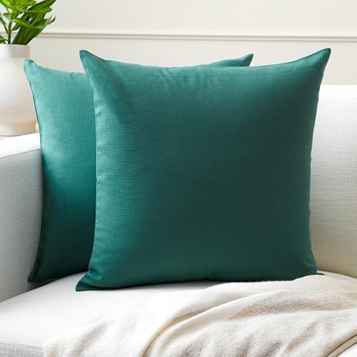 Encasa XO Baumwoll-Kissenbezüge, 2er-Set I 16x16 in (40x40 cm) - Smaragd I kein Einsatz I einfach Kissenbezüge I Maschinenwaschbar | Nur Innen benutzen von Encasa XO