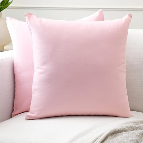Encasa XO Baumwoll-Kissenbezüge, 2er-Set I 18x18 in (45x45 cm) - Hell-Pink I kein Einsatz I einfach Kissenbezüge I Maschinenwaschbar | Nur Innen benutzen von Encasa XO