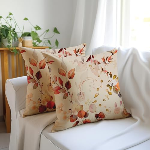Encasa XO Dekorative Kissenbedeckung 20"x20" (50x50 cm) - L1 Orange - Digital gedrucktes Blumenkissen für Stuhl, Sitz, Bett, Büro und Haus (2) von Encasa XO