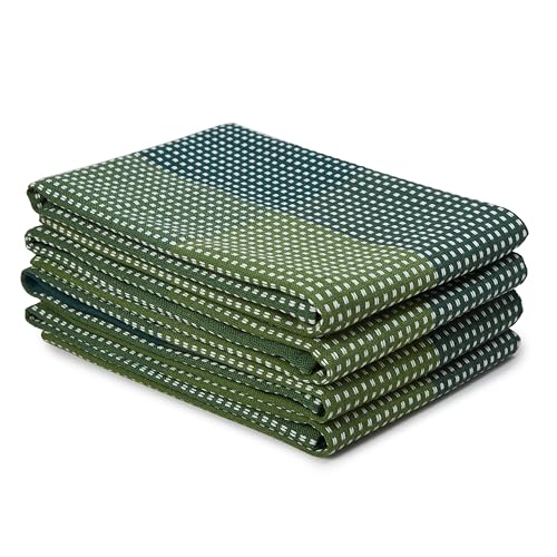 Encasa XO Baumwoll-Küchentuchset - Super saugfähige Geschirrtücher & Spültücher 70x45 cm zum Abwaschen, Geschirr Trocknen und Reinigen - 4er-Pack - Green von Encasa XO