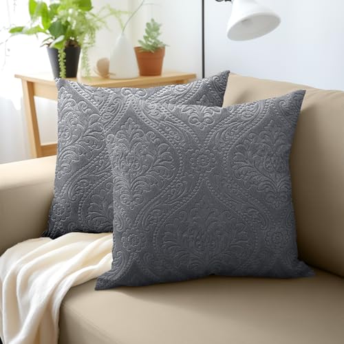 Encasa XO Samt Kissenbezuge 50x50 cm Geprägte - Plüsch Deko Kissenhüllen für Elegante Wohnzimmer & Schlafzimmer, Maschinenwaschbar Grey | Set von 2 | Nur Bezüge, Keine Einlage Encasa XO Samt Kissenbezuge 50x50 cm Geprägte - Plüsch Deko Kissenhüllen für Elegante Wohnzimmer & Schlafzimmer, Maschinenwaschbar Grey | Set von 2 | Nur Bezüge, Keine Einlage von Encasa XO