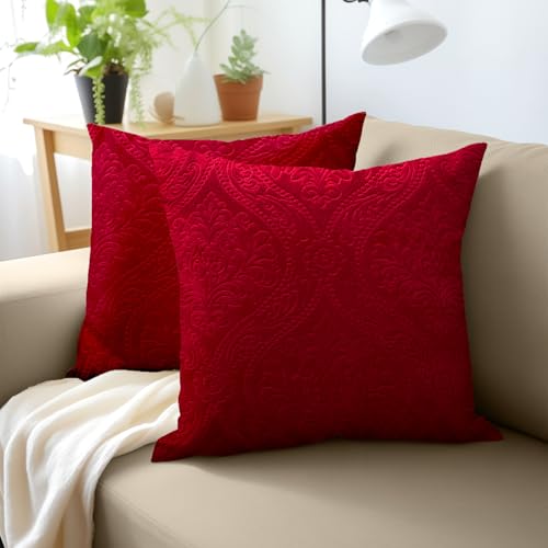 Encasa XO Samt Kissenbezuge 50x50 cm Geprägte - Plüsch Deko Kissenhüllen für Elegante Wohnzimmer & Schlafzimmer, Maschinenwaschbar Red | Set von 2 | Nur Bezüge, Keine Einlage Encasa XO Samt Kissenbezuge 50x50 cm Geprägte - Plüsch Deko Kissenhüllen für Elegante Wohnzimmer & Schlafzimmer, Maschinenwaschbar Red | Set von 2 | Nur Bezüge, Keine Einlage von Encasa XO