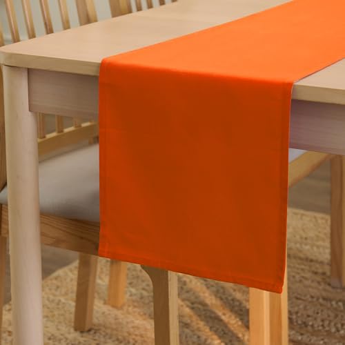 Encasa XO Table Runner Größe 32x150 cm | Baumwoll -Leinwand Stoff | Orange Solid Color | Waschbarer und dauerhaft von Encasa XO