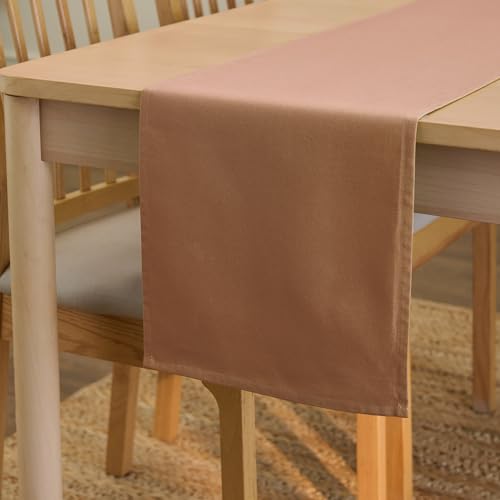 Encasa XO Table Runner Größe 32x183 cm | Baumwoll -Leinwand Stoff | Tan Solid Color | Waschbarer und dauerhaft von Encasa XO