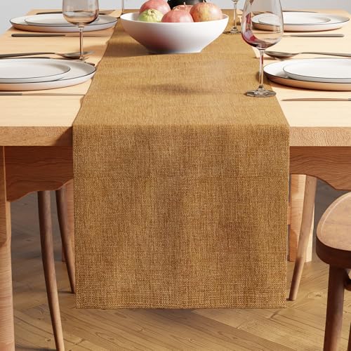 Encasa XO Tischläufer | 32x150 cm | Mustard | Fein Chenille Stoff | Maschinenwaschbar von Encasa XO