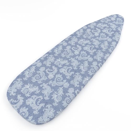 Encasa XO Bügelbrettbezug Mit 4 mm Extra Dicker Filzpolsterung für Dampfbügeleisen – Blau Chambray – (Passt auf Standard-Medium-Bügelbretter Von 125x39 cm) Elastische Passform, Hitzereflektion von Encasa XO