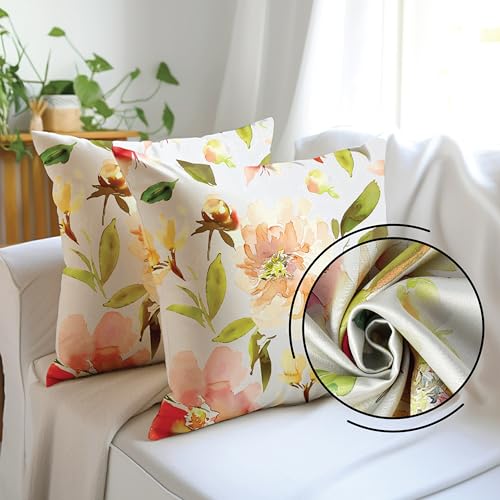 Encasa XO Dekorativer Kissenbezug, 50 x 50 cm, F1 Sonnenschein, Blumen-Digitaldruck, großer quadratischer Kissenbezug für Stuhl, Sitz, Bett, Büro und Zuhause (2er-Set) von Encasa XO
