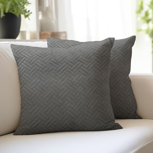 Encasa XO Kissenbezüge 50x50 cm 2er-Set | Sofakissenbezüge Aus Gestepptem Samt | Nur Bezüge Ohne Einsatz | Beidseitig Gesteppter Stoff | Dark Grey | Dekorative Kissenbezüge Für Zuhause Encasa XO Kissenbezüge 50x50 cm 2er-Set | Sofakissenbezüge Aus Gestepptem Samt | Nur Bezüge Ohne Einsatz | Beidseitig Gesteppter Stoff | Dark Grey | Dekorative Kissenbezüge Für Zuhause von Encasa XO