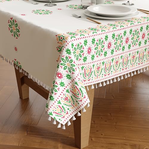 Encasa XO Silky Polyester Tischtuch für 4 to 6 Seater Tabelle | Gedrucktes Boho Hellgrün Design mit Quasten | Verwenden Sie Küchenessen, Festivals, Innen- und Außenpartys mit Größe 140x180 cm Encasa XO Silky Polyester Tischtuch für 4 to 6 Seater Tabelle | Gedrucktes Boho Hellgrün Design mit Quasten | Verwenden Sie Küchenessen, Festivals, Innen- und Außenpartys mit Größe 140x180 cm von Encasa XO