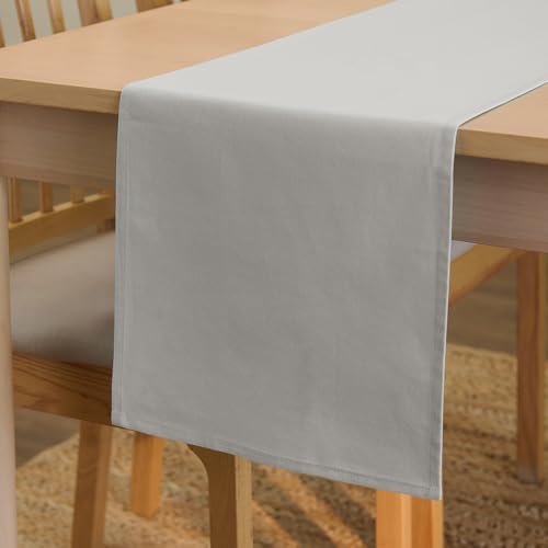 Encasa XO Table Runner Größe 32x183 cm | Baumwoll -Leinwand Stoff | Light Grey Solid Color | Waschbarer und dauerhaft Encasa XO Table Runner Größe 32x183 cm | Baumwoll -Leinwand Stoff | Light Grey Solid Color | Waschbarer und dauerhaft von Encasa XO