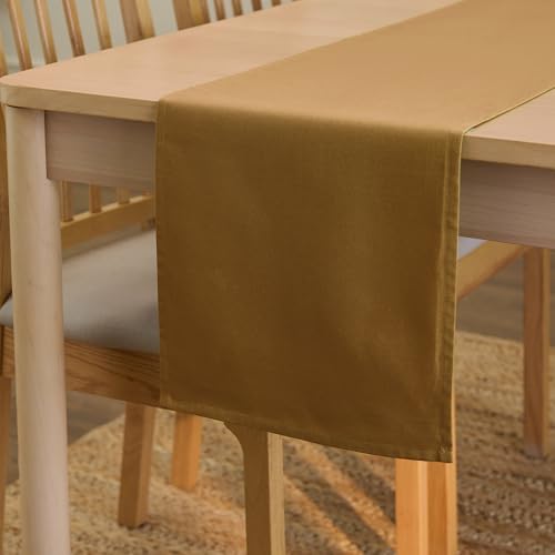 Encasa XO Table Runner Größe 32x183 cm | Baumwoll -Leinwand Stoff | Senf Solid Color | Waschbarer und dauerhaft von Encasa XO