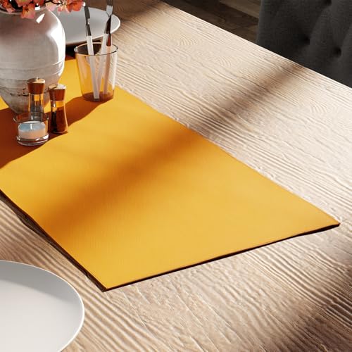 Encasa XO Table Runner Größe 32x91 cm | Baumwoll -Leinwand Stoff | Mango Solid Color | Waschbarer und dauerhaft von Encasa XO