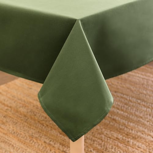 Encasa XO Baumwoll-Canvas-Tischdecke | Blattgrün Einfarbig | Rechteckige Größe 140x180 cm | Esstischdecke zur Dekoration – maschinenwaschbar von Encasa XO