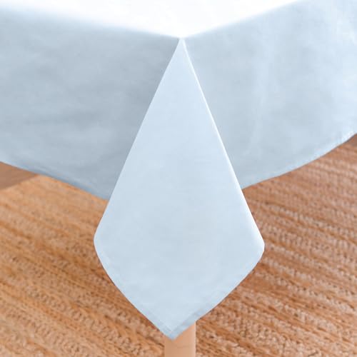Encasa XO Baumwoll-Canvas-Tischdecke | Eisblau Einfarbig | Rechteckige Größe 140x180 cm | Esstischdecke zur Dekoration – maschinenwaschbar von Encasa XO