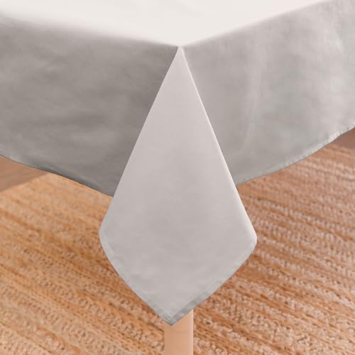 Encasa XO Baumwoll-Canvas-Tischdecke | Hellgrau Einfarbig | Rechteckige Größe 140x230 cm | Esstischdecke zur Dekoration – maschinenwaschbar von Encasa XO