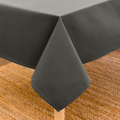 Encasa XO Baumwoll-Canvas-Tischdecke | Kohlengrau Einfarbig | Rechteckige Größe 140x230 cm | Esstischdecke zur Dekoration – maschinenwaschbar von Encasa XO
