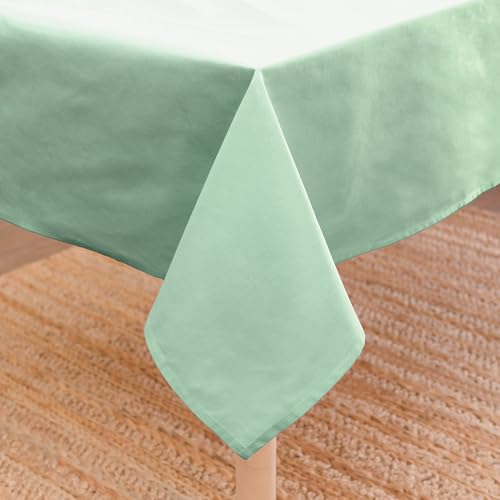 Encasa XO Baumwoll-Canvas-Tischdecke | Minzgrün Einfarbig | Rechteckige Größe 140x180 cm | Esstischdecke zur Dekoration – maschinenwaschbar von Encasa XO