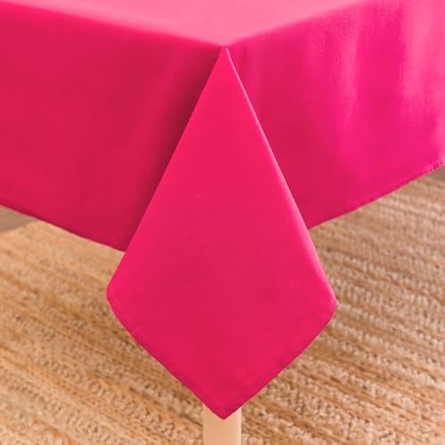 Encasa XO Baumwoll-Canvas-Tischdecke | Pink Einfarbig | Rechteckige Größe 140x230 cm | Esstischdecke zur Dekoration – maschinenwaschbar von Encasa XO