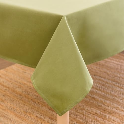 Encasa XO Baumwoll-Canvas-Tischdecke | Salbeigrün Einfarbig | Rechteckige Größe 140x180 cm | Esstischdecke zur Dekoration – maschinenwaschbar von Encasa XO