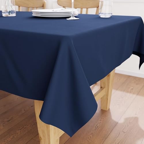 Encasa Baumwoll-Canvas-Tischdecke | Scotch Blue Einfarbig | Rechteckige Größe 140x180 cm | Esstischdecke zur Dekoration – maschinenwaschbar von Encasa XO