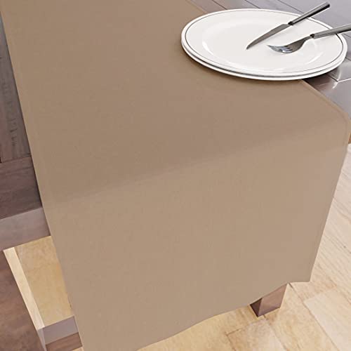 Encasa Table Runner Größe 32x150 cm | Baumwoll -Leinwand Stoff | Beige Solid Color | Waschbarer und dauerhaft von Encasa