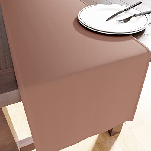 Encasa Table Runner Größe 32x150 cm | Baumwoll -Leinwand Stoff | Bräunen Solid Color | Waschbarer und dauerhaft von Encasa