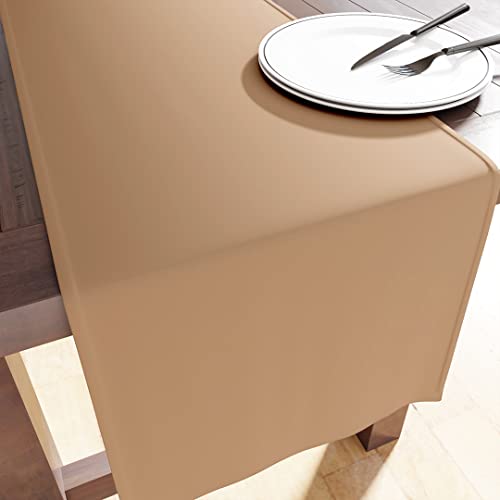 Encasa Table Runner Größe 32x150 cm | Baumwoll -Leinwand Stoff | Hell beige Solid Color | Waschbarer und dauerhaft von Encasa