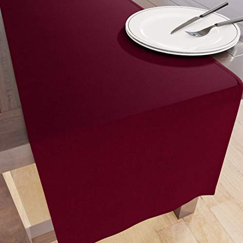 Encasa Table Runner Größe 32x150 cm | Baumwoll -Leinwand Stoff | Reiche Kastanienbraun Solid Color | Waschbarer und dauerhaft von Encasa