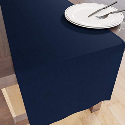 Encasa Table Runner Größe 32x150 cm | Baumwoll -Leinwand Stoff | Scotch Blue Solid Color | Waschbarer und dauerhaft von Encasa XO