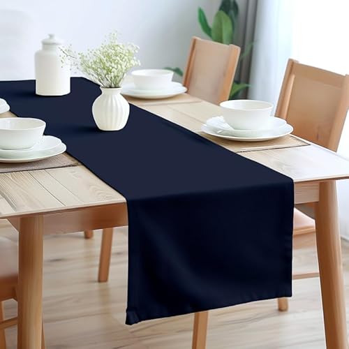 Encasa Table Runner Größe 32x150 cm | Baumwoll -Leinwand Stoff | Scotch Blue Solid Color | Waschbarer und dauerhaft von Encasa