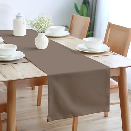 Encasa Table Runner Größe 32x183 cm | Baumwoll -Leinwand Stoff | Beige Solid Color | Waschbarer und dauerhaft von Encasa