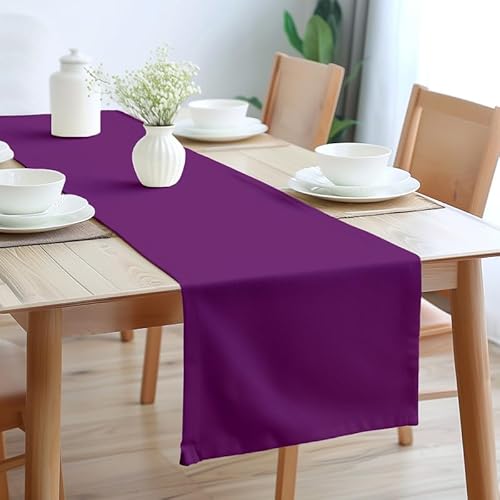 Encasa Table Runner Größe 32x183 cm | Baumwoll -Leinwand Stoff | Lila Solid Color | Waschbarer und dauerhaft von Encasa