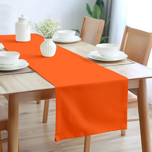 Encasa XO Table Runner Größe 32x183 cm | Baumwoll -Leinwand Stoff | Orange Solid Color | Waschbarer und dauerhaft von Encasa XO
