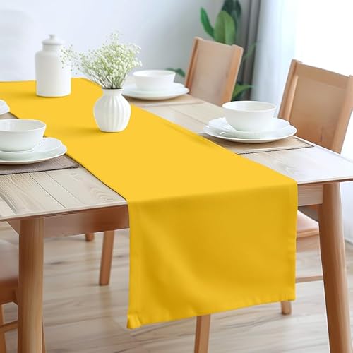 Encasa Table Runner Größe 32x183 cm | Baumwoll -Leinwand Stoff | Sonnenstrahlgelb Solid Color | Waschbarer und dauerhaft von Encasa