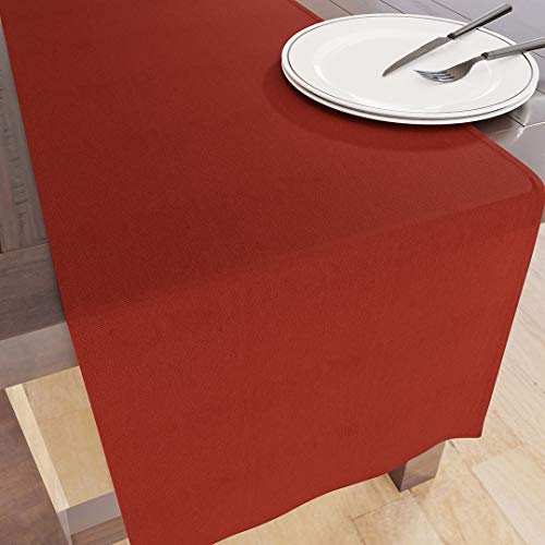 Encasa Table Runner Größe 32x183 cm | Baumwoll -Leinwand Stoff | Ziegel Solid Color | Waschbarer und dauerhaft von Encasa