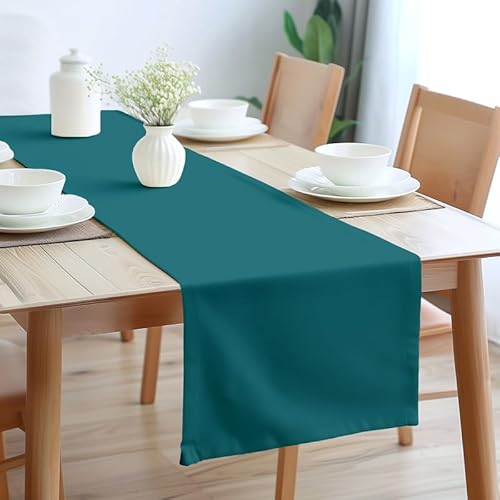 Encasa Table Runner Größe 32x230 cm | Baumwoll -Leinwand Stoff | Azul Blau Solid Color | Waschbarer und dauerhaft von Encasa